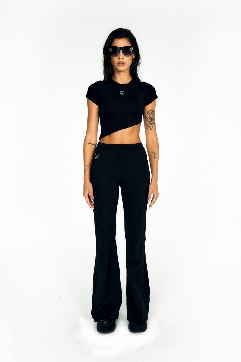 Naked Wolfe Asymmetrical Cropped Tops Damske Čierne | MKX9223GH