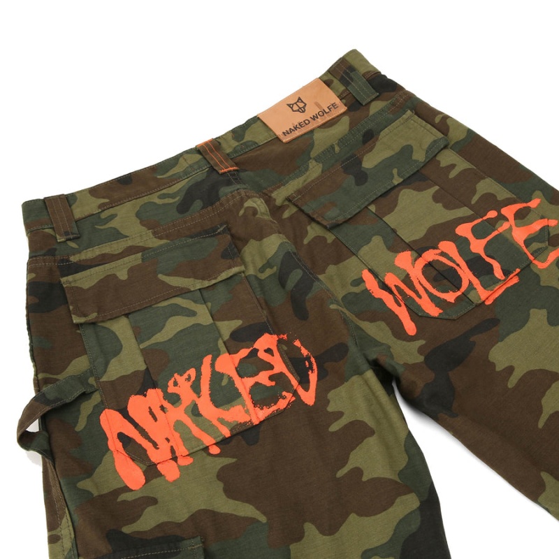 Naked Wolfe Baggy Pocket Cargo Logo Nohavice Panske Zelene Čierne | AAL68BW