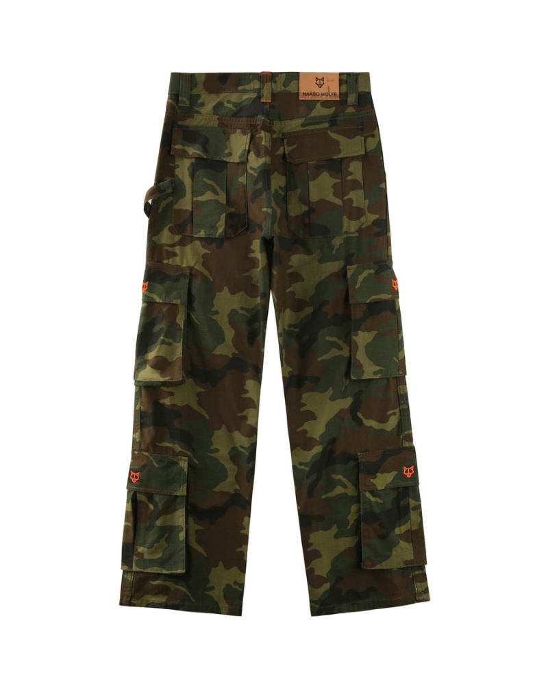 Naked Wolfe Baggy Pocket Cargo Nohavice Panske Zelene Čierne | NKT99LP