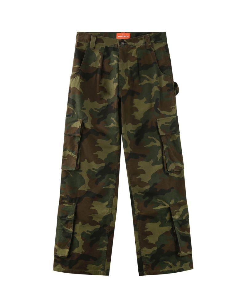 Naked Wolfe Baggy Pocket Cargo Nohavice Panske Zelene Čierne | NKT99LP