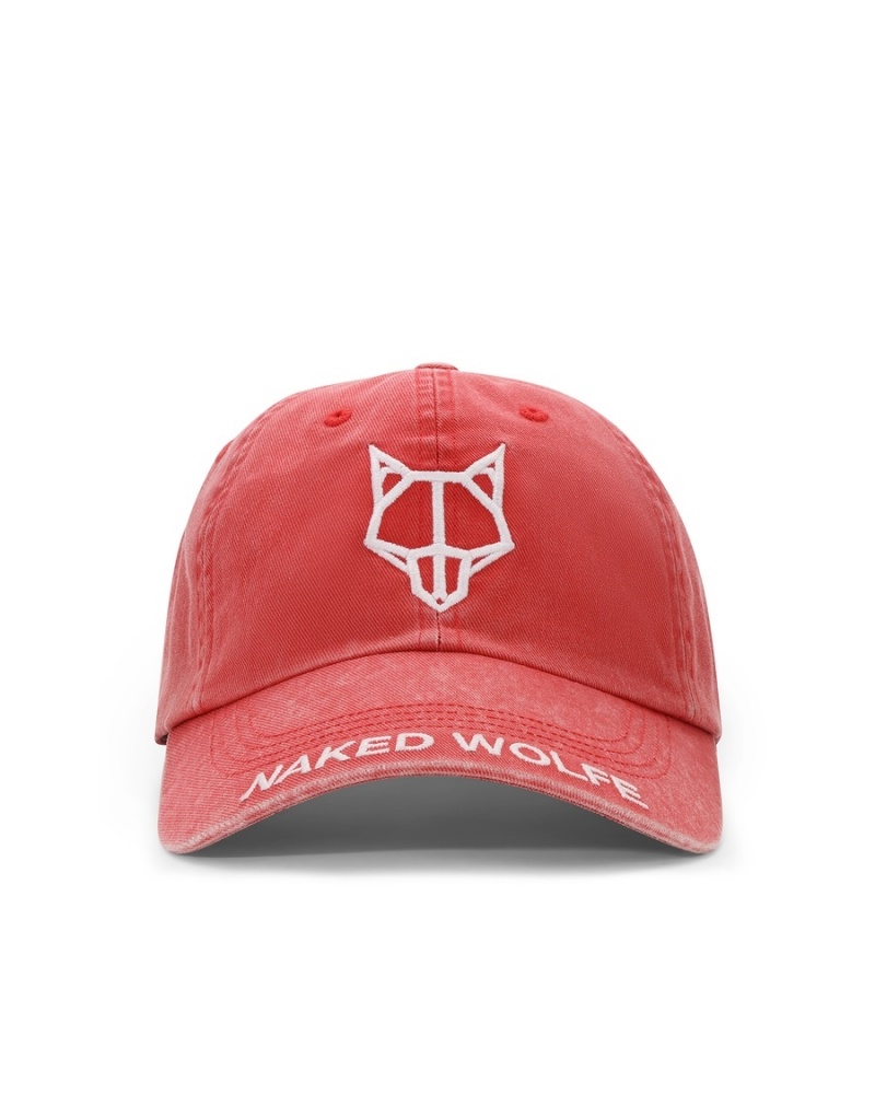 Naked Wolfe Washed Baseball Caps Panske Červené Biele | EFR6670ET